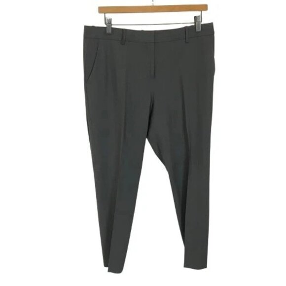 Theory Womens Size 10 10x25 Dark Gray Treeca 2 Stretch Wool Crop Suit Pants - Picture 2 of 9
